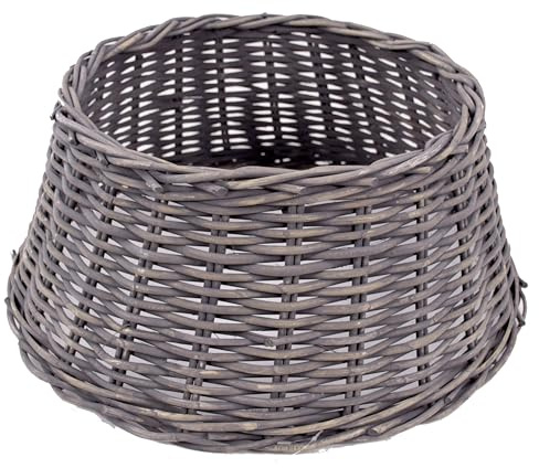artplants.de Weihnachtsbaumkorb Macario aus Rattan, grau, 26cm, Ø65cm - Christbaum Rock