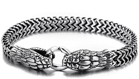 Flongo Herren Armband Schlange Edelstahl Armband Freie Anpassen modisches Armband Junge Leute Armkette Horror-Element Einzigartiges Armband