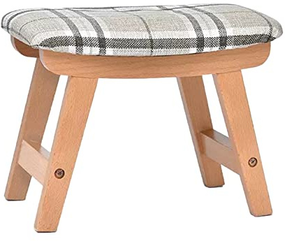 SOVORM Fußhocker Aus Holz Mit Abnehmbarem Leinenbezug, Kleiner Fußstütze Unter Dem Schreibtisch, Gepolsterter Fußhocker Für Wohnzimmer, Sofa, Schlafzimmer Und Küche (Color : Stripe)