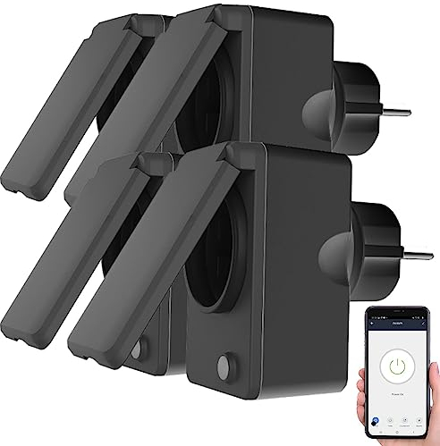 Luminea Home Control WLAN-Steckdosen App: 4er-Set smarte WLAN-Outdoor-Steckdosen, Energiekostenmesser, 16A, IP44 (Strommessgerät, Energiekosten-Messgerät, Weihnachtsbaumbeleuchtung kabellos)