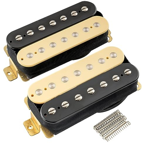Artec HBA117 Alnico 5 Ungedeckt Humbucker Tonabnehmer Pickup Set für 7-Saiter E-Gitarre, Zebra