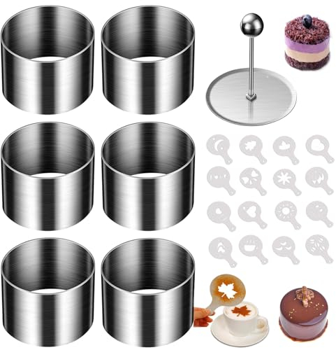 6 pezzi Set piccoli anelli per torte Anelli da dessert Anello di Mousse Cucina Set di anelli per torte Anelli da cucina Anello per torte in acciaio inossidabile Per mousse dolci torte fai da te Ø 6cm
