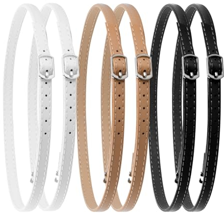 Tibapla 3 Paar High Heel Schnürsenkel Abnehmbare Schuhbänder Schuh Riemen Frau Kunstleder High Heels Schuhbander mit Schnalle Damen Leder Schuh Riemen Schnalle Schuhzubehör Dekoration DIY