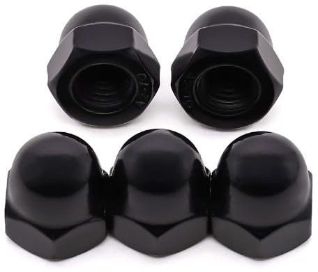 Glvaner 1/2-13 Stainless Steel Acorn Cap Nuts, Hexagon Dome Head Cap Nuts Locknuts, 304 Stainless Steel 18-8, Black Coated, 10 pcs