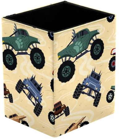 VAPOKF Stiftehalter für Schreibtisch, Monster Trucks Auto Drucke Stifthalter Stifteköcher Make-up Pinsel Aufbewahrung Desktop Schreibwaren Organizer für Home Office