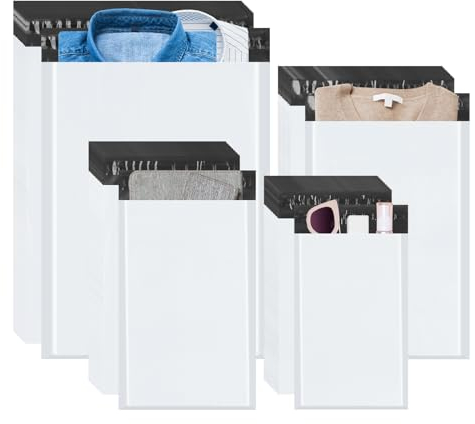 AiQInu Shipping Bags, Strong Adhesive, Waterproof and Tear-Resistant Mailing Bags Goods for The Post. Packaging Bags for Clothes, Books and Accessories (4 Sizes)