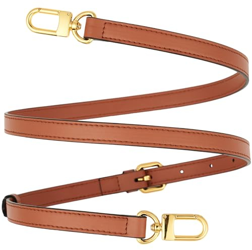 YAZHIMI Vachetta Verstellbarer Crossbody-Gurt aus Leder für Damen, Braun. Breite: 1,5 cm
