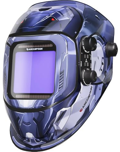 ARCCAPTAIN Schweißhelm Automatik Real Colour Vollautomatik Schweisshelme mit Extra Großem Sichtfeld 10X9cm, Wahre Farbe Schweißerhelme Breiter Schatten 4/9-13 für ARC TIG MIG