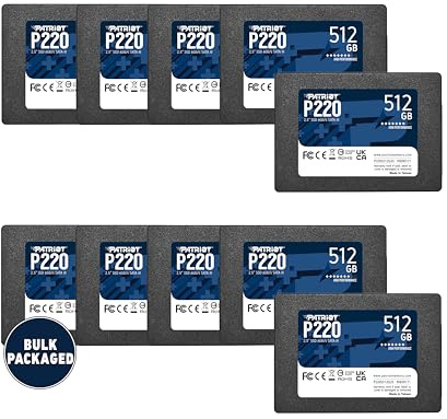 Patriot P220S512G2510B - SSD interno SATA 3 da 2,5, confezione da 10 unità SSD interna P220