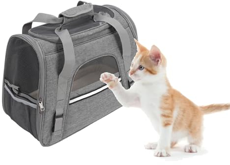 Hundetragetasche, Große Kapazität, Atmungsaktiv, Multifunktional, Weiche Seiten, Haustier-Reisetrage, Hundetrage, Haustiertrage, Rucksack, Tragetasche für Katzen, Kleine Hunde, Outdoor-Reisen(Grau)