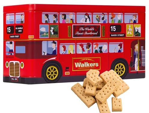 Walkers Pure Butter Scottish Cookie Mini Shortbread Fingers in London Bus Gift Biscuit Tin 250g - Suitable for Vegetarians and Kosher