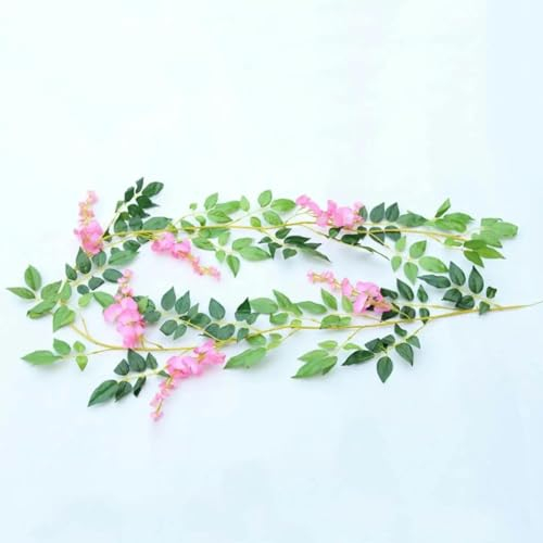 ZFISH 3 Stück, 2 m, künstliche Blumen, Glyzinien-Girlande, Weinrebe, Rattan, hängende Blume für Haus, Garten, Hochzeit, Bogen, Blumendekor im Freien, Rosa, 3 Stück