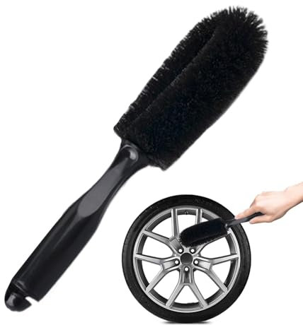Sollee Spazzola per Ruote e Cerchioni,Spazzola per Pulizia Ruote - Pulitore Morbido per Cerchi e Spazzola per Ruote,Spazzola per la Pulizia dei Pneumatici Auto AntiGraffio con Impugnatura Lunga ed
