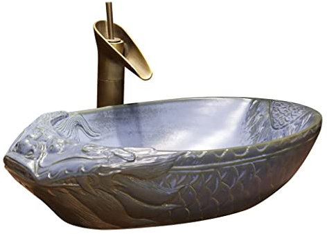 IUBGFTO Unterbauwaschbecken, Waschtisch, personalisiertes Keramikwaschbecken, Zuhause, Badezimmer, Aufsatzwaschbecken, Kunstwaschbecken, Badezimmerwaschbecken