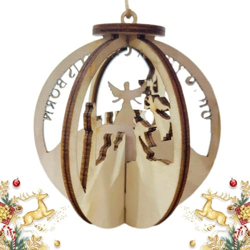 Adorno de belén, decoración de belén de madera, adorno de Jesús tallado, nacimiento de Jesús de madera, decoración de temporada de invierno, adorno de Navidad para interiores, accesorios de belén al