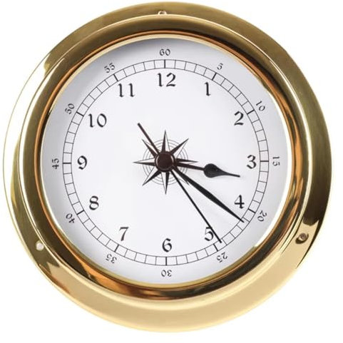 UQSENEUX Barometer, 145 mm Barometer, Thermometer, Hygrometer, Uhr, Barometer für die Hauswand, Barometer innen, Barometer im Freien (Messing)