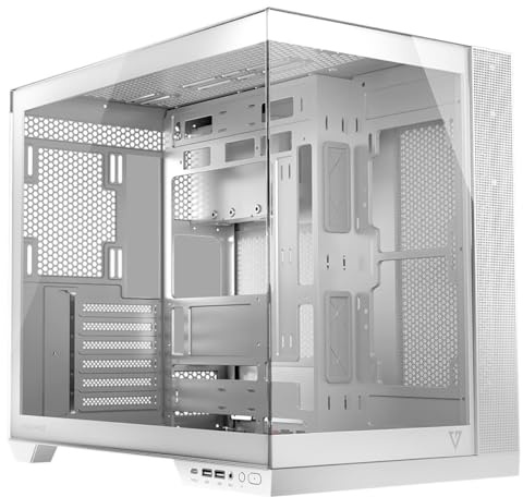 MODECOM Volcano Panorama NF MIDI Gaming PC-Gehäuse Weiß | ATX Midi Tower für High-End Gaming Computer | Panorama Glasfront & Sichtfenster für Hardware-Präsentation | Staubfilter & Kabelmanagement