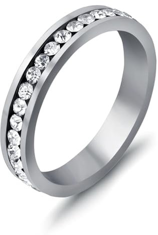 Halskette Ketten Schmuck Herren Frauen Anhänger Necklace Mode Weiß Zirkon Paar Ringe Plain Ring Für Männer Frauen Hochzeit Schmuck 7 Siiverwomen