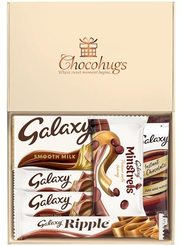 Chocohugs Chocolate Gift Hamper Box | Filled with Galaxy Full Sized Bars Smooth Milk, Minstrels | Gift Hamper | Gift for Children, Mother, Father, Teacher | Treat Box (Standard, All Occasions 3)