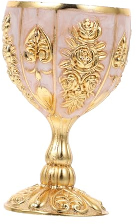 Veemoon Vintage Metal Goblet Set - Embossed Antique Style Drinking Cups for Weddings - Parties & Home Decor Elegant Wine Cocktail & Dessert Containers Gothic Design 2 Pack