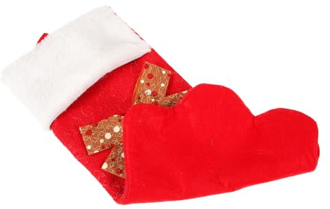 SOLUSTRE Weihnachtsstrumpf Mit Hundepfoten-Muster Gestrickter Roter Xmas Anhänger Langlebige Weihnachtsdeko Zum Aufhängen An Baum Oder Kamin Festliche Geschenktasche Für Süßigkeiten Und Kle