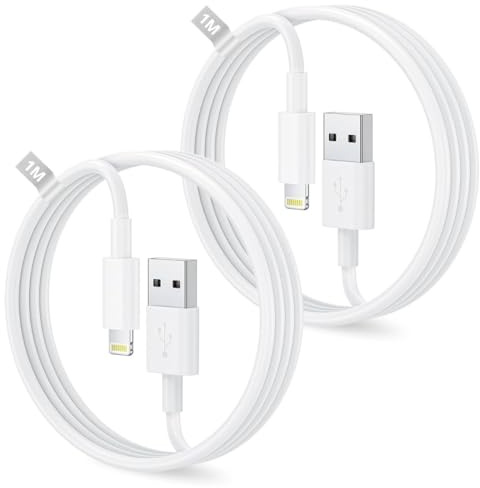 Cable USB a Lightning 1M+1M 2Pack [MFi Certificado], Cable para iPhone Carga Rapida Cargador cable USB Carga Rápida iphone Charger Cable para Apple iPhone 14 13 12 11 Pro Max XS XR 8 7 6,iPad