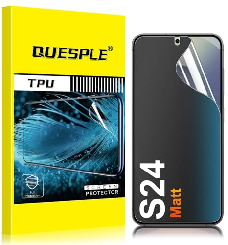 QUESPLE [3 Stück] Matt Schutzfolie für Samsung Galaxy S24 5G, Anti-Fingerabdruck, Blendschutz Matte Weich TPU Folie, Ultra-Klar Fingerabdruck-ID Unterstützen Displayschutzfolie