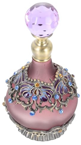 NOLITOY Botella de Perfume Vintage de Vidrio Reutilizable 23 Ml, Recipiente para Aceites Esenciales y Cosméticos, Dispensador Portátil Antichoque Color Púrpura para Viaje y Uso Diario