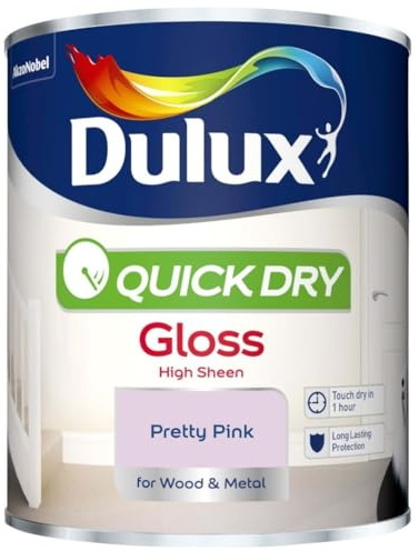 Pretty Pink Quick Dry Gloss Paint 750ml | Interior Wood and Metal Paint | High Shine Durable Finish | Fast Drying Trim Paint for Doors Skirting Boards Radiators and Furniture