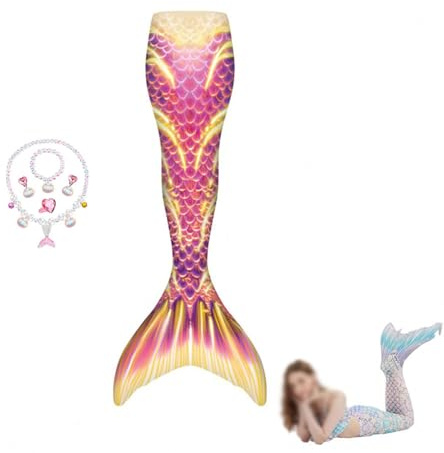 Niedliches Set Kinderkleidung Schnelltrocknendes Material Ideal FüR Pool Und Meer,meerjungfrauenflossemädchen-130