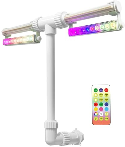 Fontaine de Piscine Solaire avec 10 Lumières Colorées, Télécommande, Détection Automatique, Arroseur Réglable à 2 Têtes, Compatible Hors-Sol et Encastré (À énergie Solaire)