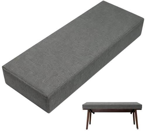 Cojín de asiento para banco, cojín para banco o banco, 80 x 40 x 5 cm, color gris