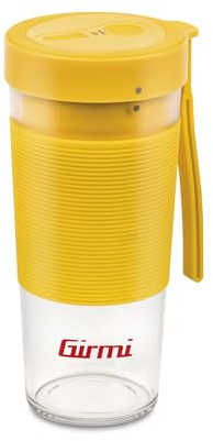Girmi FR11 Frullatore Portatile con Coperchio, Ricaricabile con Cavo USB, Bicchiere in Tritan BPA Free, capacità 450 ml (utilizzabile 300ml), lame INOX, fino a 10 Cicli di Frullatura con 1 Ricarica