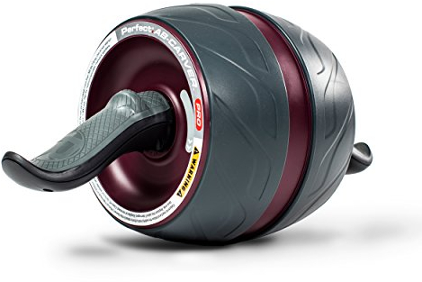 Perfect Fitness 311076 Bauchtrainer Mit Knieschützer und Abroller/Laufrad, Fitnessgeräte für Zuhause, Schwarz