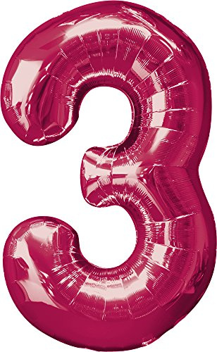 Pallone Foil Supershape 34 - 86 cm Numero 3 Magenta