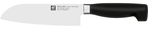 ZWILLING Vier Sterne Santokumesser 16 cm, Rostfreier Spezialstahl, Kunststoff-Griff, Eisgehärtete Klinge, Schwarz, Made in Germany