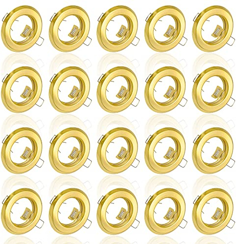 Maxkomfort 20x Einbaustrahler IP20 mit GU10 Fassung RUND gold Einbauspot Einbauleuchte Rahmen Rostfrei Deckenspot Strahler Spot 803