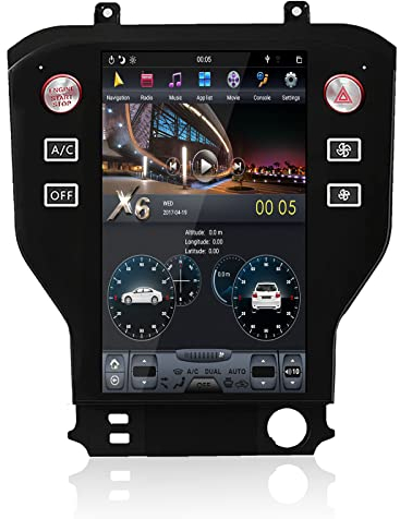 MOOKAKA Android 9.0 Autoradio 1 DIN GPS-Navigation für Ford Mustang 2015-2020, Stereo, Multimedia-Player, Bluetooth, IPS-Display mit Carplay, WiFi, DSP, HDMI, RDS (4 + 64 G)