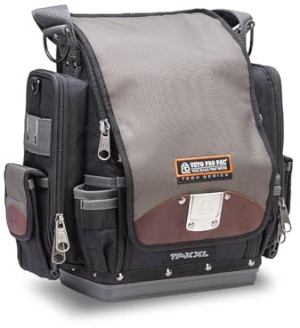 Veto Pro Pac TP-XXL Professionelle Werkzeugtasche zum Schließen mit Gepolsterten Fächern für Arbeitswerkzeuge, Tablet-Fach 9x11 und 46 Taschen, Wasserdichter Boden, 12 Liter Fassungsvermögen