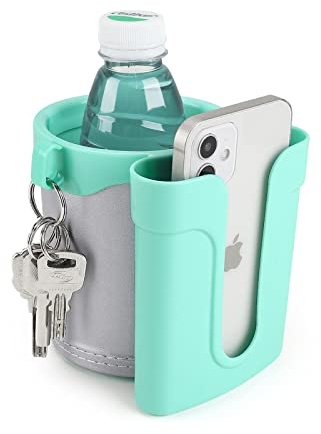 Accmor 3-in-1 Bike Cup Holder with Cell Phone Keys Holder, Bike Water Bottle Holders, Universal Bar Drink Cup Can Holder for Bicycles, Motorcycles, Scooters, Grey Green