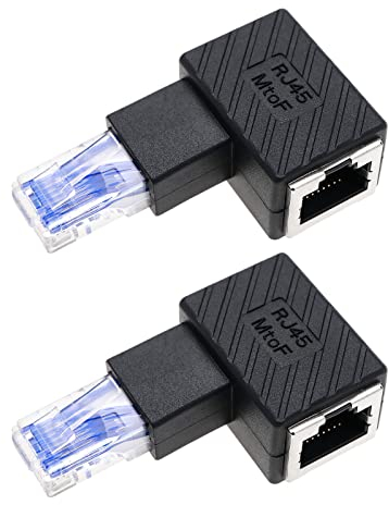VGOL 2 Stück RJ45 Ethernet Adapter 90 Grad Winkelstecker RJ45 Männlich auf RJ45 Weiblich Konverter Kompatibel mit Cat5e/Cat6 Standards RJ45 Kabel, Winkel nach rechts