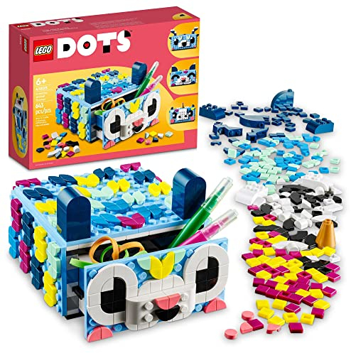 LEGO DOTS Creative Animal Drawer 41805, Toy Mosaic Kit for Children, DIY Jewelry Storage Box or Desk Caddy, Kids Craft Kit, Easter Gift Idea and Basket Stuffers