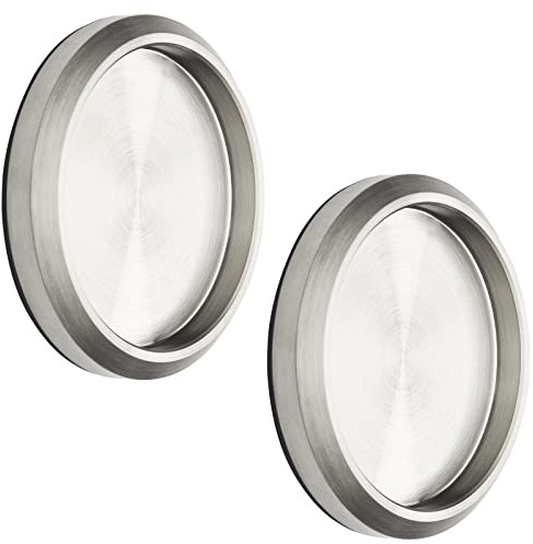 SOTECH 2 Stück Schiebetürgriffe MILA Griff-Ø: 58 mm selbstklebend mit 3M Klebepad Möbelgriffe echt Edelstahl Griffmuschel für Glas-Türen & Zimmertüren Muschelgriffe zum Aufkleben Glastürgriffe