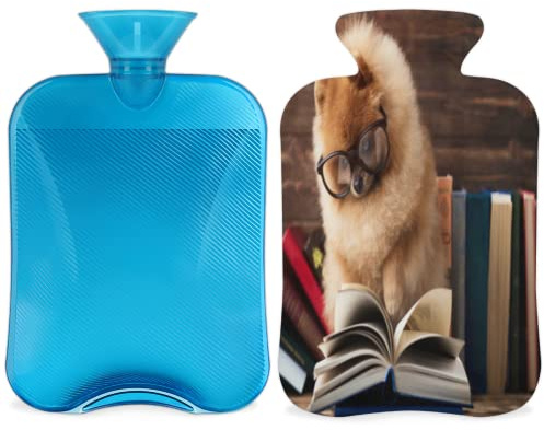 Lustige Wärmflasche mit Tiermotiv, mit Bezug, 2 l, PVC-Wärmflasche für Handfüße, Schmerzlinderung, Wärmekompresse und Kältetherapie
