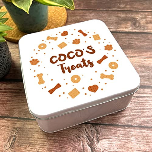 Fingerprint Designs Square Dog Biscuits Personalised Pet Treat Tin