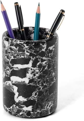 Radicaln Marmor-Stifthalter für den Schreibtisch, schwarz, 10,2 cm, handgefertigter Stifthalter, ideal für Schule, Büro, Schreibtisch und Make-up-Zubehör