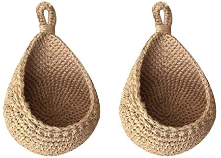 Hängekorb, Aufbewahrungskorb für Gemüse, Obst, Baumwollseil, dekorativ für Wohnzimmer, Badezimmer, Küche und Schlafzimmer, B 30 x H 26 x 35 cm, 2 Stück