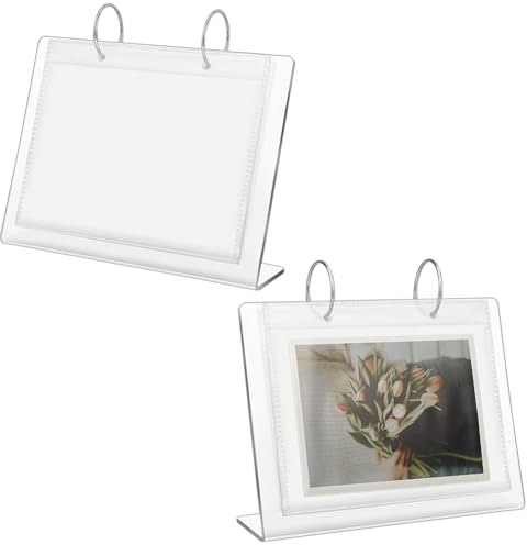 FINGERINSPIRE 2 Stück Desktop Mini Fotoalbum Aus Acryl Für 68 Fotos Mit 10.2x15.2 cm Großen Tischrahmen Im Klappkalender Stil Desktop Display Halter Vertikaler Ständer Und Horizontales Display
