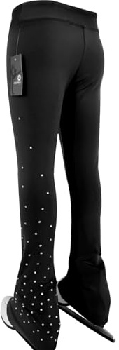 LIUHUO Girls Ice Figure Skating Pants Breathable Skate Leggings Women Practice Elastic Waistband Comfort Black