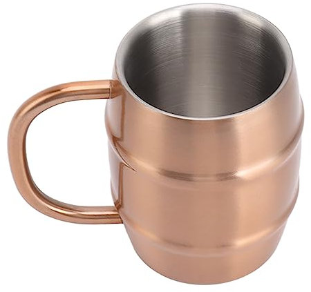 Beer Mug, Tankard Mug Double Layer Insulation Stainless Steel Double Layer Insulation Stainless Steel Mug for Home, Outdoors (Copper Color)